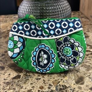 Vera Bradley Green and Blue Floral Cosmetic Bag